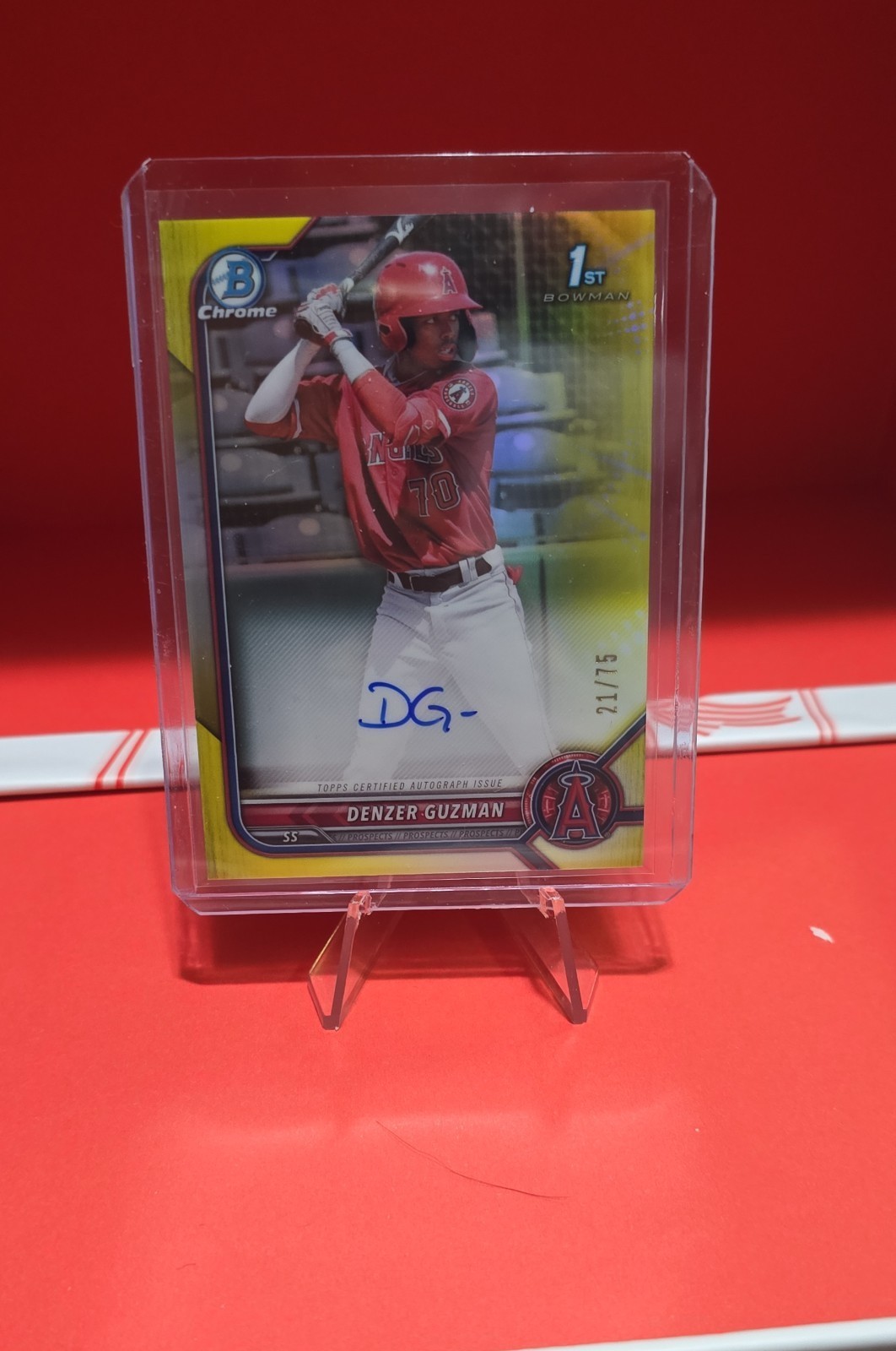 2022 Bowman - Chrome Auto Denzer Guzman #CPA-DG Yellow Refractor /75 (AU, RC)