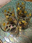 Set Of 4 Vtg Brown Yellow Polka Dot Drinking Glasses/ Tumblers/Highball Beverage — photo 2