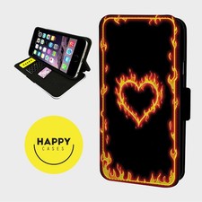 GLOWING HEART ON FIRE - Kunstleder Flip Handyhülle - iPhone/Samsung