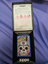Zippo Windproof Pocket Lighter Colourful Skull Design New In Box