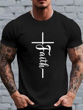 Mens Faith Cross Graphic T-Shirt Christian Re...