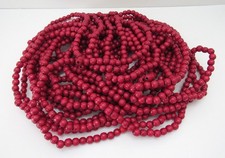 LOT OF SIX 6 RED CRANBERRY WOODEN BEAD STRANDS GARLAND XMAS 9' EACH TOTAL 54'