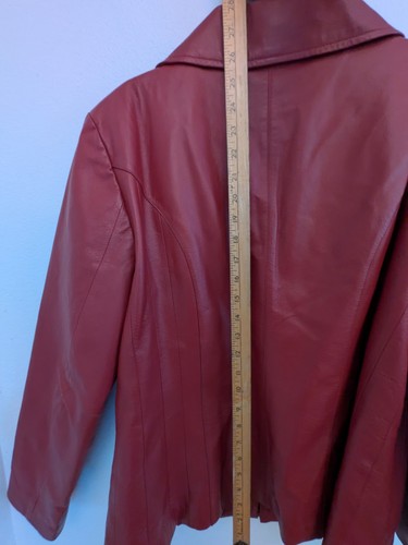 East 5th Genuine Leather Jacket Red Size L Womens Full Zip Slimming Lined Maroon - Picture 5 of 8