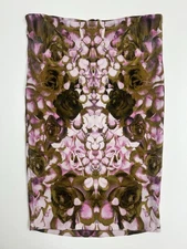 Alexander McQueen MQ Stretch Pencil Viscose Skirt Pink Pea Green Floral M