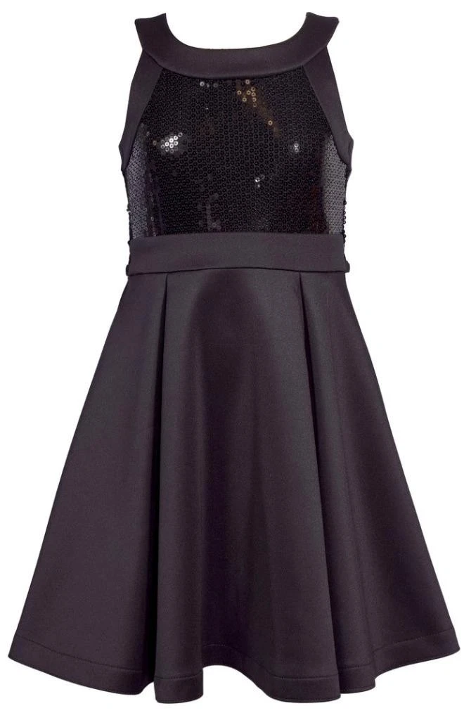 NEW Bonnie Jean Girls Size 7 "BLACK SEQUINS" Scuba Skater Razor Back Dress NWT