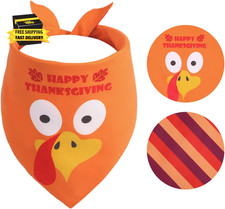 Thanksgiving Dog Bandana Xlarge 1PCS, Fall Autumn Triangle Reversible Holiday Sc