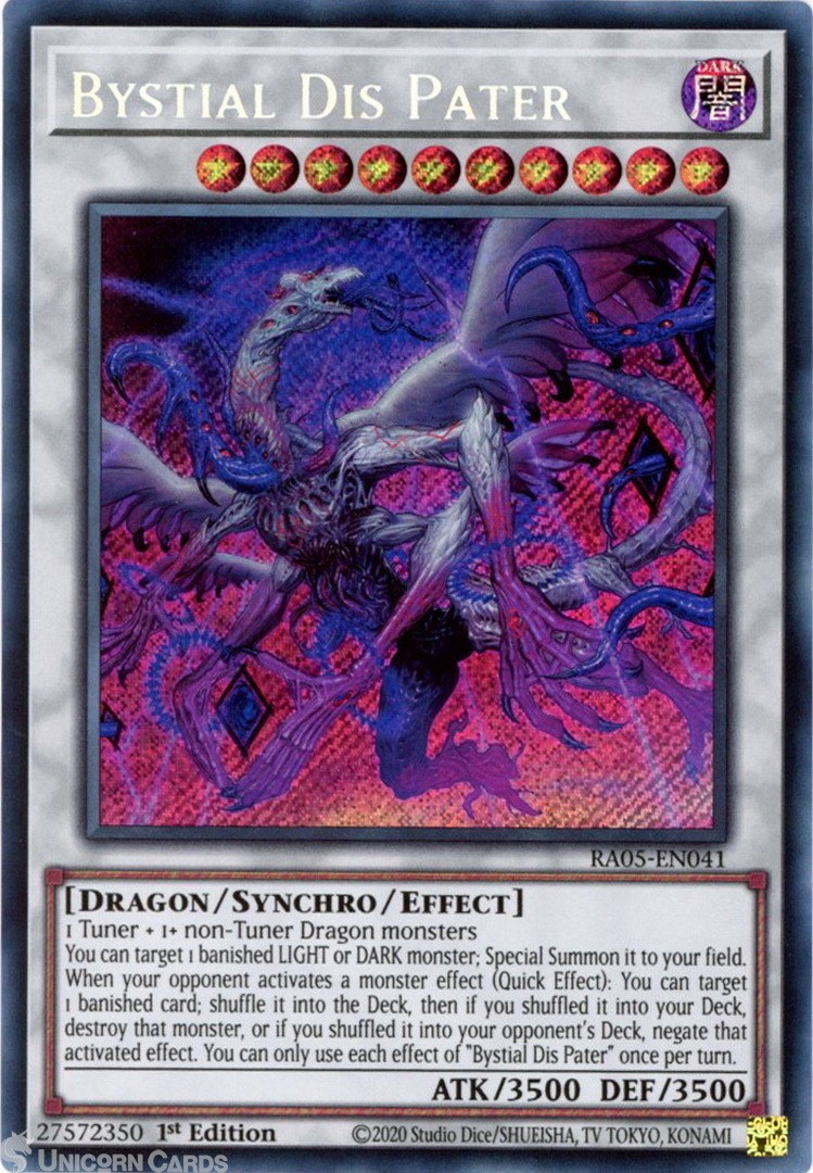 RA05-EN041 Bystial Dis Pater : Secret Rare 1st Edition Mint YuGiOh Card