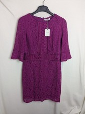 Oasis Lace Dress Pink magenta 3/4 Sleeve ladies size large RRP 48.00 New