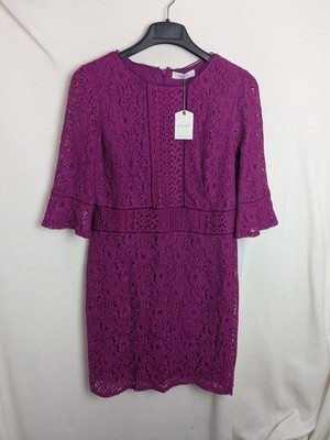 Oasis Spitzenkleid Rosa Magenta 3/4 Arm Damen Gr. Large UVP 48,00 NEU