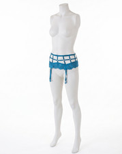 Victoria Secret Garter Belt Shimmer Strappy Cage Look Teal Beaded M L 48 Whimsy