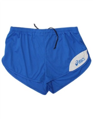 Asics Womens Graphic Sport Shorts UK 14 Medium Blue Colourblock Polyester BR06