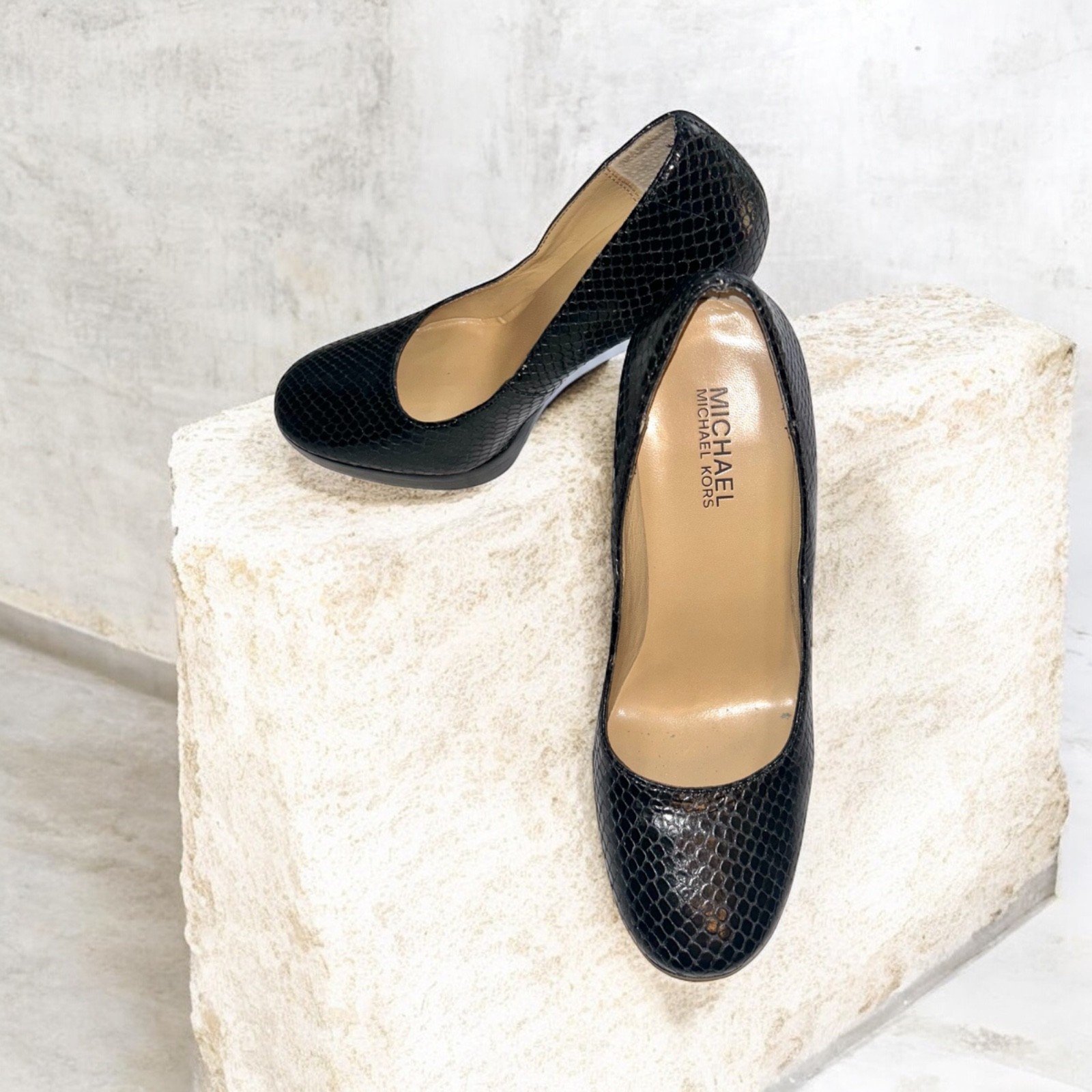 Michael Kors Black Leather Snake Python Embossed … - image 6