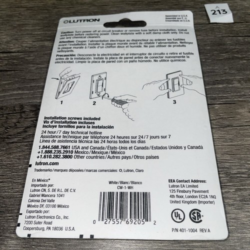 2 Stück Lutron Claro Wandplatten Hochglanz weiß 1 Gang einzeln keine sichtbaren Schrauben - Bild 4 von 4