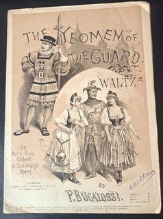 c1888 Sheet Music Yeomen of The Guard Waltz D`Oyly Carte Gilbert & Sullivan