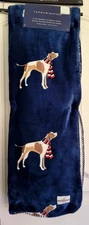Tommy Hilfiger Plush Sherpa Throw Blanket Dogs Blue 50” x 70"