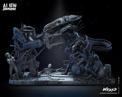 3D gedruckt 16K WICKED - Alien Diorama unbemalt Fan Made Maßstab 1:6