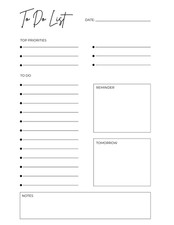 Digital PDF Black And White Minimalist To Do List Planner Instant Download