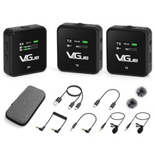Wireless Lavalier Microphone System, Dual Channel, 2 Transmitters, 2.4GHz