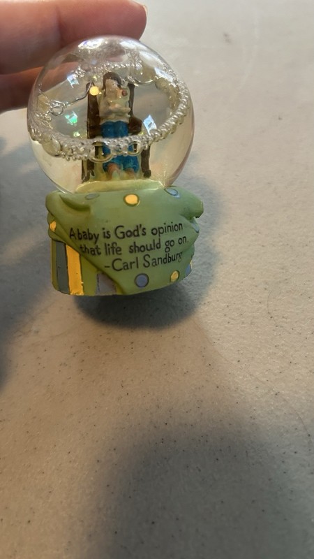 Mother And Baby Mini Snow Globe With Carl Sandburg Quote