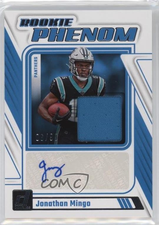 2023 Panini Donruss Rookie Phenom Jersey 6/99 Jonathan Mingo Auto RC 19jh