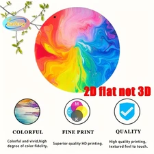 2D Flat, 1pc 8x8 Inch Round Metal Wall Art - Vibrant Abstract Design, Weather-Re