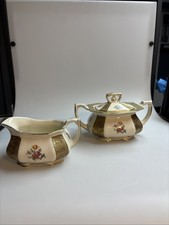 2601087 Königszelt Zuckerdose und Milchkännchen Blumen,Bouquet Und Viel Gold