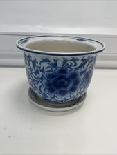 Antique Chinese Blue and White Jardiniere Planter Porcelain Pot Lotus Flower M09