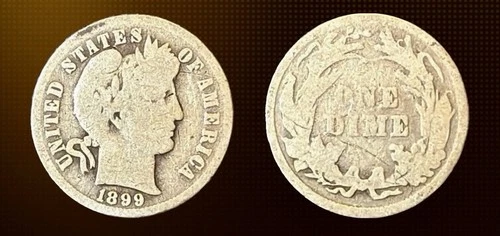 1899-P Barber Dime GOOD (G). 90% Silver. Better Date. See My Other Listings!