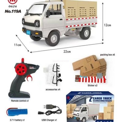 Wpl D12 1:10 Rc Drift Car Simulation Climbing Truck LED Light Boy Electric Gift