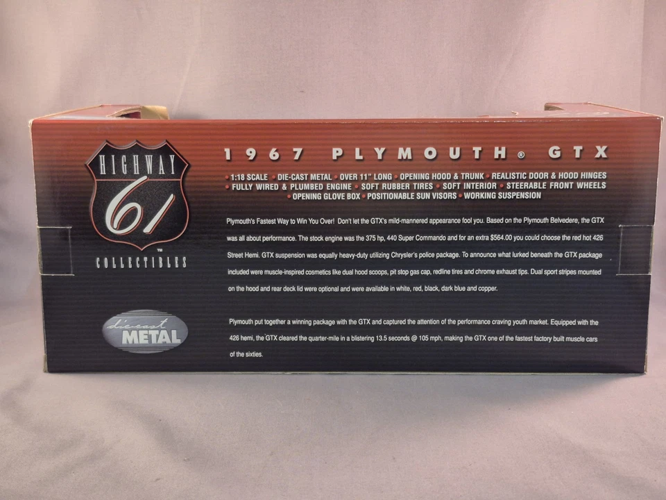 1967 年普利茅斯 GTX Black Highway 61 2002 戴姆勒克莱斯勒压铸促销 1: 18 — 第 4/4 张图片