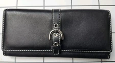 Coach Vintage Black Leather Buckle Slim Envelope Wallet RARE! NWOT