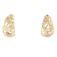 18mm Floral Openwork Drop Pair Earrings 14k Multi-Tone Gold 2.98 Grams