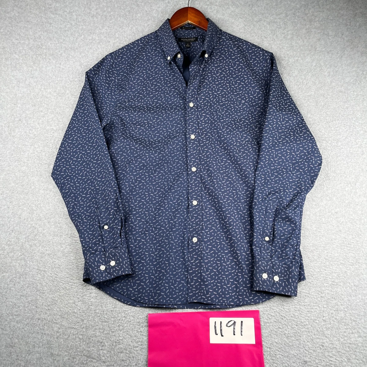 Banana Republic Chemise Boutonnée à Rayures Bleu Vert Homme