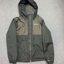 COLUMBIA Kids Jacket SizeM 10/12 Black Omni-Tech Hooded Full Zip Lined Outdoor