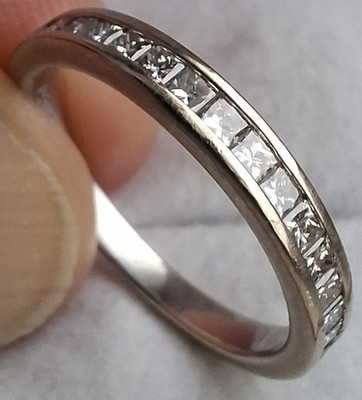 14 kt Weißgold 0,50 kt Diamant Cluster Ewigkeit Ehering eleganter Ring Größe M/N