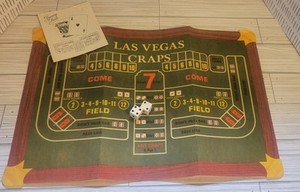 Vintage Las Vegas Craps Felt Game Set With Dice And Instructions 16"