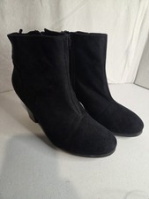 Old Navy Ankle Boots Womens 9 Tan Faux Suede Block Heel Side Zip Booties BO