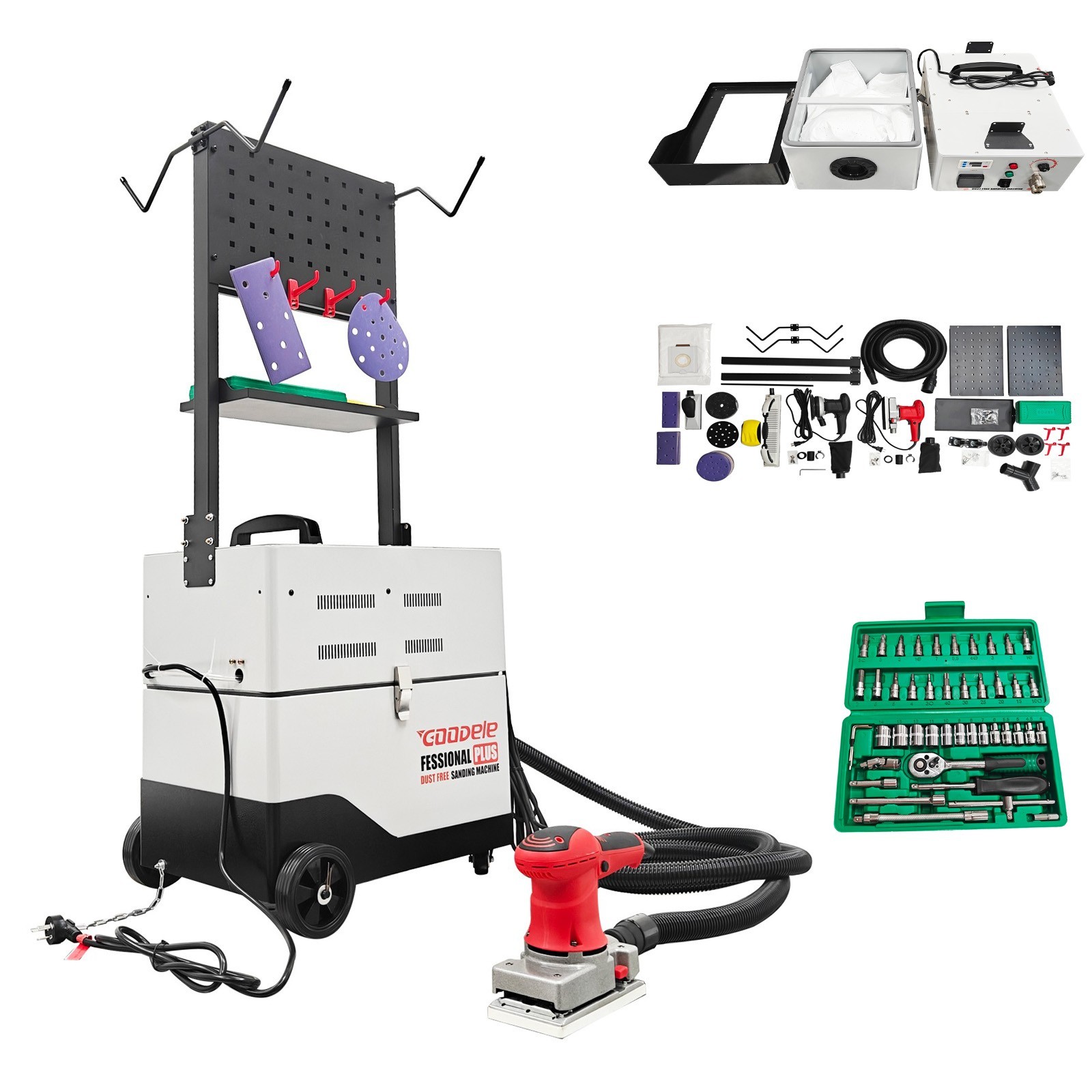 220V Dust Free Sanding Machine W/ Pneumatic Sander&Electric Sander Grinding Tool