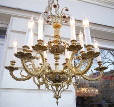 Magnifique lustre français Rococo 12 lumières Putti pendeloques Napoléon III