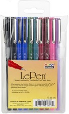 Uchida 430010A Le Pens .03mm Point 10/Pkg-Assorted Colors