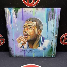 Larry Johnson Charlotte Hornets Signed 20x20 Canvas Autographed Beckett BAS COA
