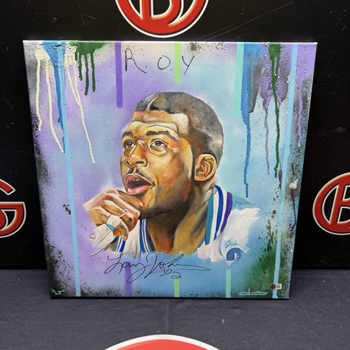 Larry Johnson Charlotte Hornets Signed 20x20 Canvas Autographed Beckett BAS COA - Picture 1 of 4