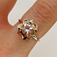 Solitärring 9 kt Gold Morganit 1,13 kt 9 kt Rotgold - Größe N 1/2