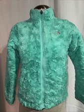 The North Face Jacket Reversible Fleece Girls Size M 10/12 Gray/mint Green