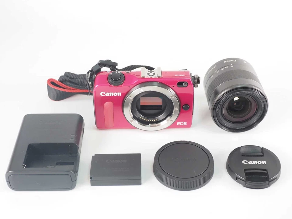 Canon EOS M2 18.0MP Mirrorless Digital Camera Red 18-55mm Lens [Exc+++] #Z5481A - Image 2 of 4