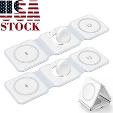 2pcs 3-in-1 Magnetic Wireless Charger Travel Charging Station for iPhone Watch