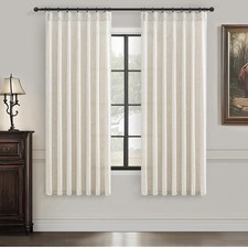 Light Filtering Curtains Cream Beige Pinch Pleated Semi Sheer 40" W X 63" L