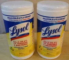 LOT of 2 Lysol Disinfecting Wipes Lemon & Lime Blossom Scent 80-count- 160 total