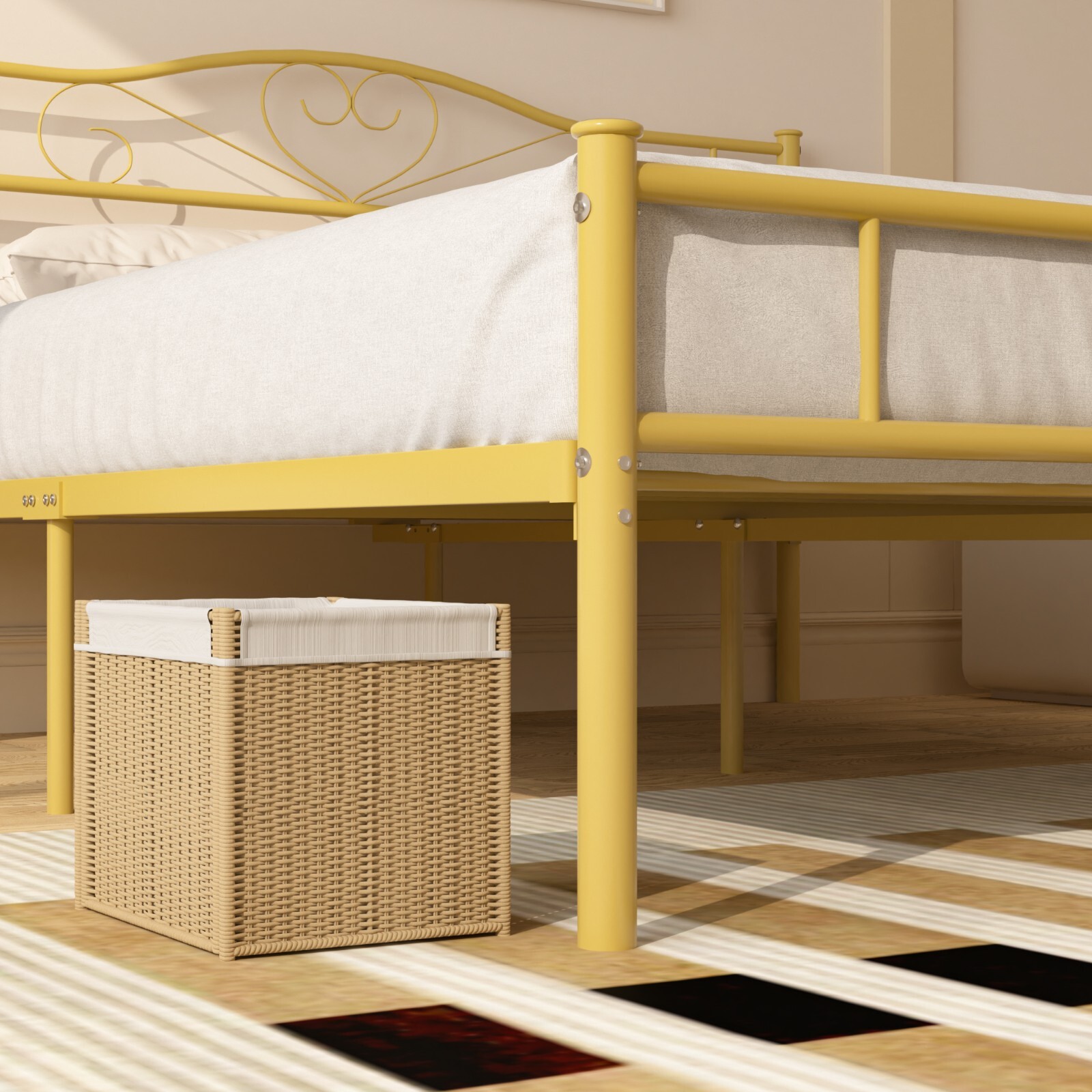 Twin Full Queen Metal Bed Frame Steel Slats Support with Headboard and Footboard