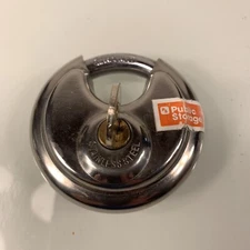 HARDENED STAINLESS STEEL PUBLIC STORAGE 70mm 2 3/4” DISC PADLOCK LOCK & 1 KEY